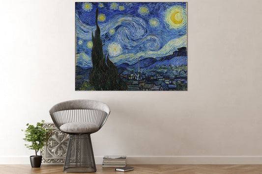 Akoestisch schilderij De sterrennacht – Vincent van Gogh, geluiddempende wandkunst