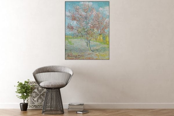 Akoestisch schilderij De roze perzikboom – Vincent van Gogh, geluiddempende wandkunst